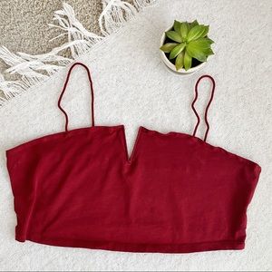 Shein Curve Red Notched Crop Top